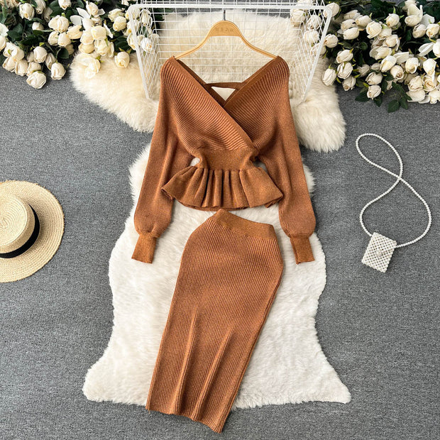 Women's Shimmer Sweater Skirt Two-Piece Set