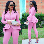 Women's Ruffle Shore 2 Piece Pants Suit