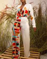 Women's One-piece High Waist Skinny Wide Legs