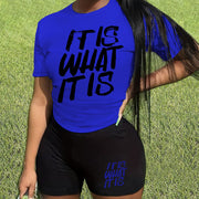 Women's "It Is What It Is" Casual Two-Piece Short Set