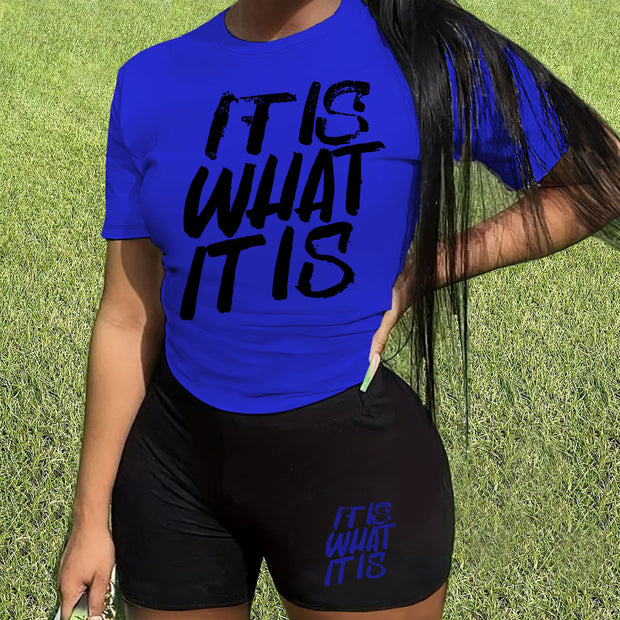 Women's "It Is What It Is" Casual Two-Piece Short Set