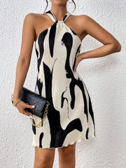 Women's Elegant Back to School Pleated Halter Dress