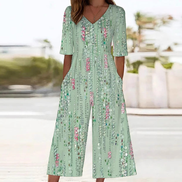 Women's Printed European And American Plus Size Temperament Jumpsuit