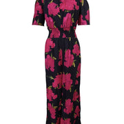 Ladies One Shoulder Floral Waist Cinching Off Shoulder Sexy Jumpsuit