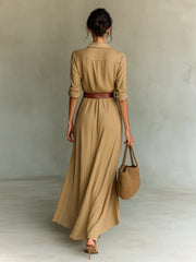 Women's Fashionable And Elegant Long Dress With Belt