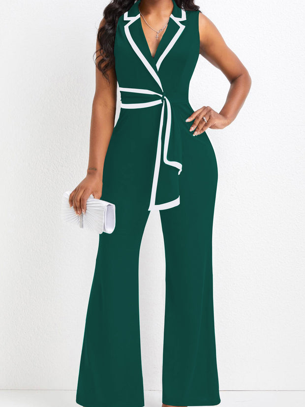 Women's Elegant Fashionable V-neck Sleeveless Jumpsuit