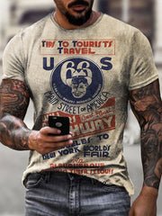 Men's Sports Round Neck Slim Youth Printed T-shirt