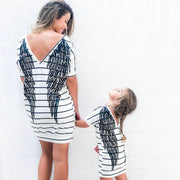 Short Sleeve Striped Dress Summer Family Matching Outfi