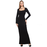 Two-in-one With Lining Double-layer Belly Contracting Hip Lifting Long Sleeve Narrow Dress