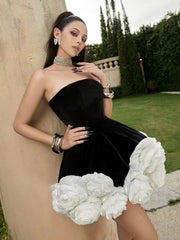 Three-Dimensional Flower Pettiskirt French Dress