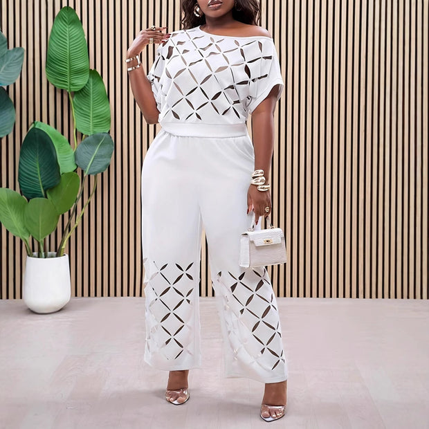Women's Elegant Casual Asymmetric White Pants Set