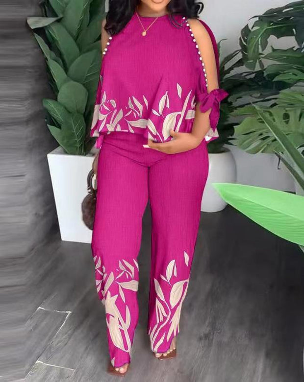 Women's Petal and Pearl Beaded Pants Suit