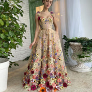 Sevintage Exquisite 3D Sweetheart Flowers Prom Dress