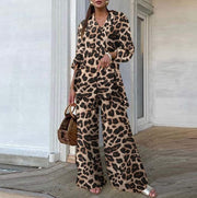 Women's Leopard Pants Casual Loose Suit