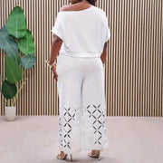 Women's Elegant Casual Asymmetric White Pants Set