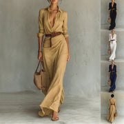 Women's Fashionable And Elegant Long Dress With Belt