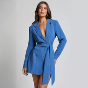 Long Sleeved Candy Color Mid-length Coat Dress For Women