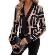 Geometric Pattern Black Women's Top