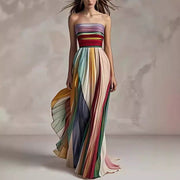 Sexy Backless Tube Top Multi-Color Swing Maxi Dress