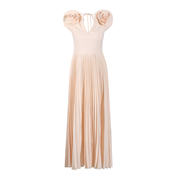 Elegant Can I Call You Rose High Waist Pleated Dress