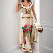 Women's Fashion Personality Ins Printed Ruffles 2-Piece Suit