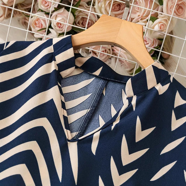 Elegant Style Spring/ Summer Striped Midi Dress