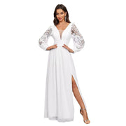 New Solid Wedding/Evening Long Sleeved Dress
