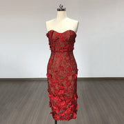 French Flower Bomb Embroidery Tube Top Evening/Bridesmaid/Wedding Dress