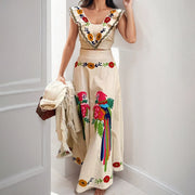 Women's Fashion Personality Ins Printed Ruffles 2-Piece Suit