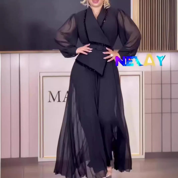 Elegant Voila Voile One-Piece Pants/Dress Suit