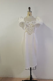 Ruffled Sleeves High Waist Temperament Mid-length Dress