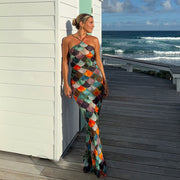 Fish Scaled Colorful Long Dress Women