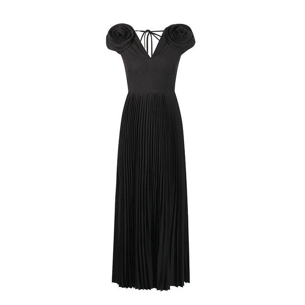 Elegant Can I Call You Rose High Waist Pleated Dress