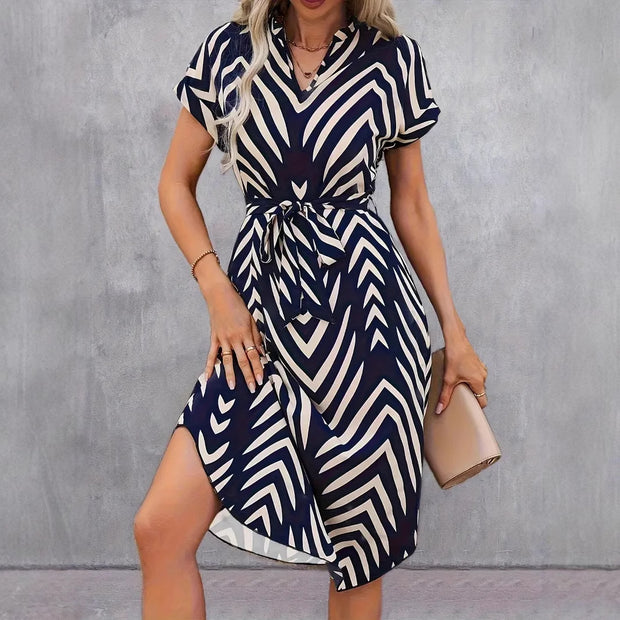Elegant Style Spring/ Summer Striped Midi Dress