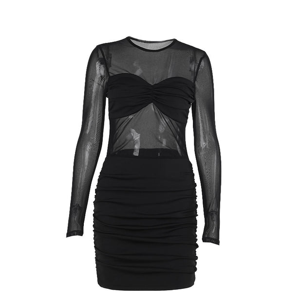 Fashion Personality Stitching Pleated Dress Women