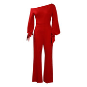 Elegant Scarlet Reign Waist Slimming Jumpsuit
