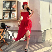 Women's Solid Color Off-neck Tube Top Dress