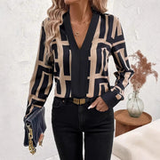 Geometric Pattern Black Women's Top