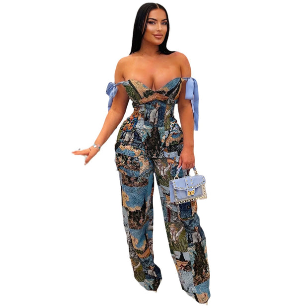 Women's Oil Painting Jumpsuit
