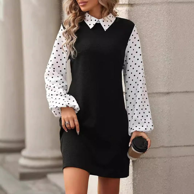 Women's Polka Dot Long Sleeve Dress