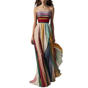Sexy Backless Tube Top Multi-Color Swing Maxi Dress