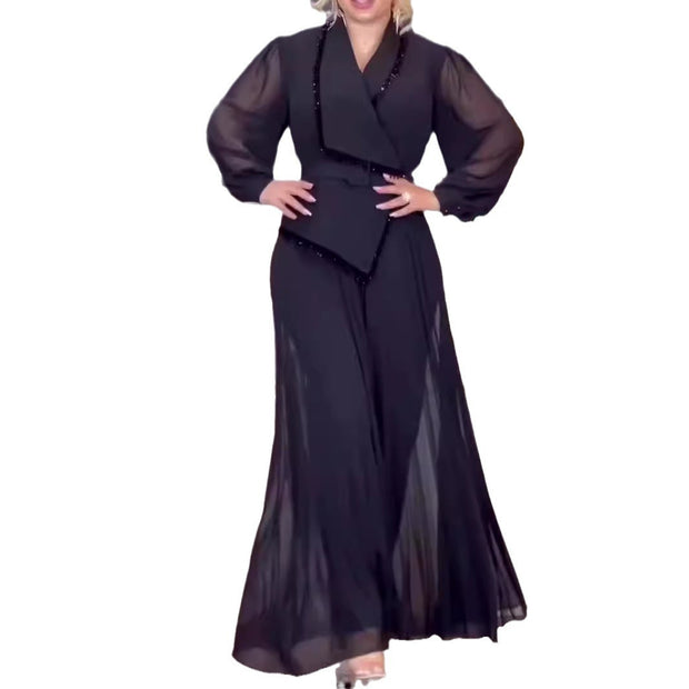 Elegant Voila Voile One-Piece Pants/Dress Suit