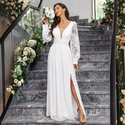 New Solid Wedding/Evening Long Sleeved Dress