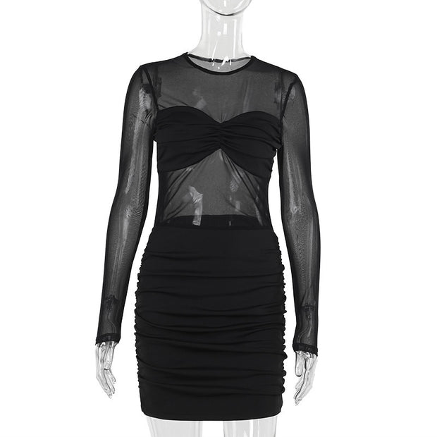 Fashion Personality Stitching Pleated Dress Women