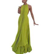 Sexy Go Green Sleeveless  Backless Beach Dress