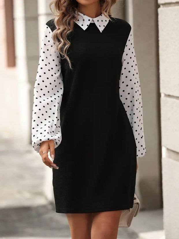 Women's Polka Dot Long Sleeve Dress