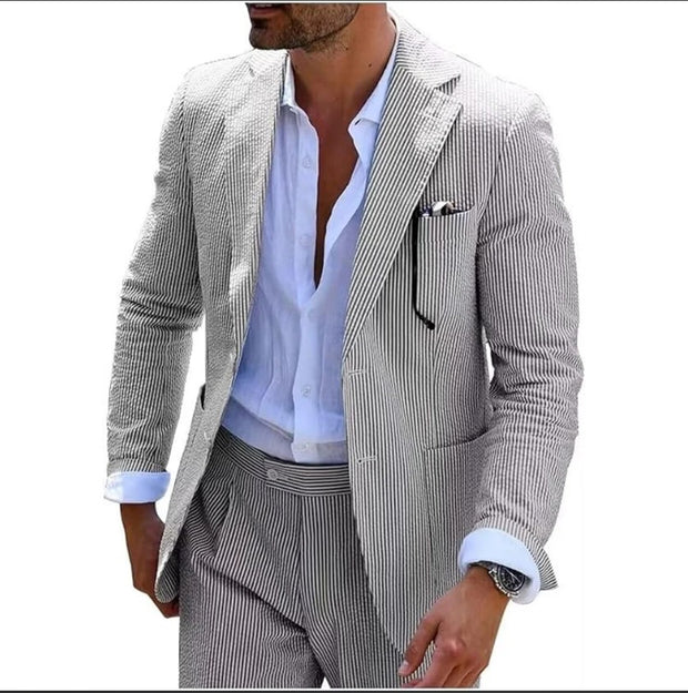 Men's Seersucker Summer 2-Piece-Suit