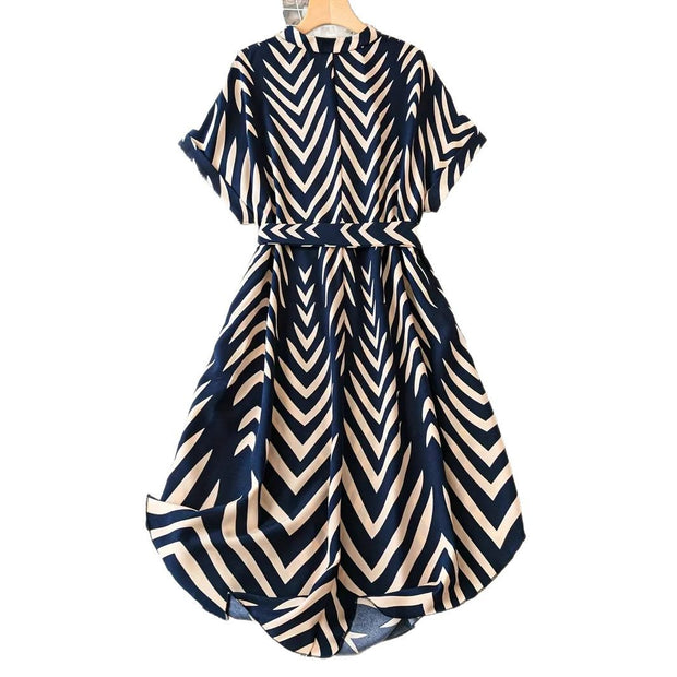 Elegant Style Spring/ Summer Striped Midi Dress