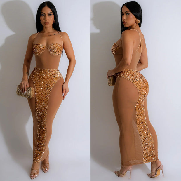 Pure Seduction See-Through Beaded Dress