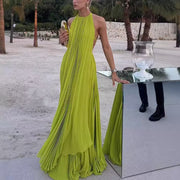 Sexy Go Green Sleeveless  Backless Beach Dress